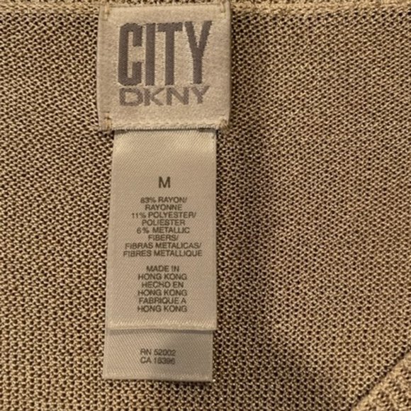 DKNY Tan/Gold Shimmer Cardigan - Size Medium - Picture 8 of 11